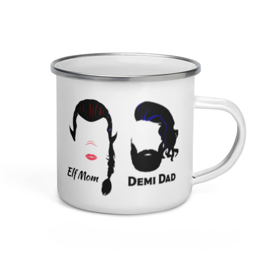 Smoking Barrel, Elf Mom and Demi Dad Enamel Mug